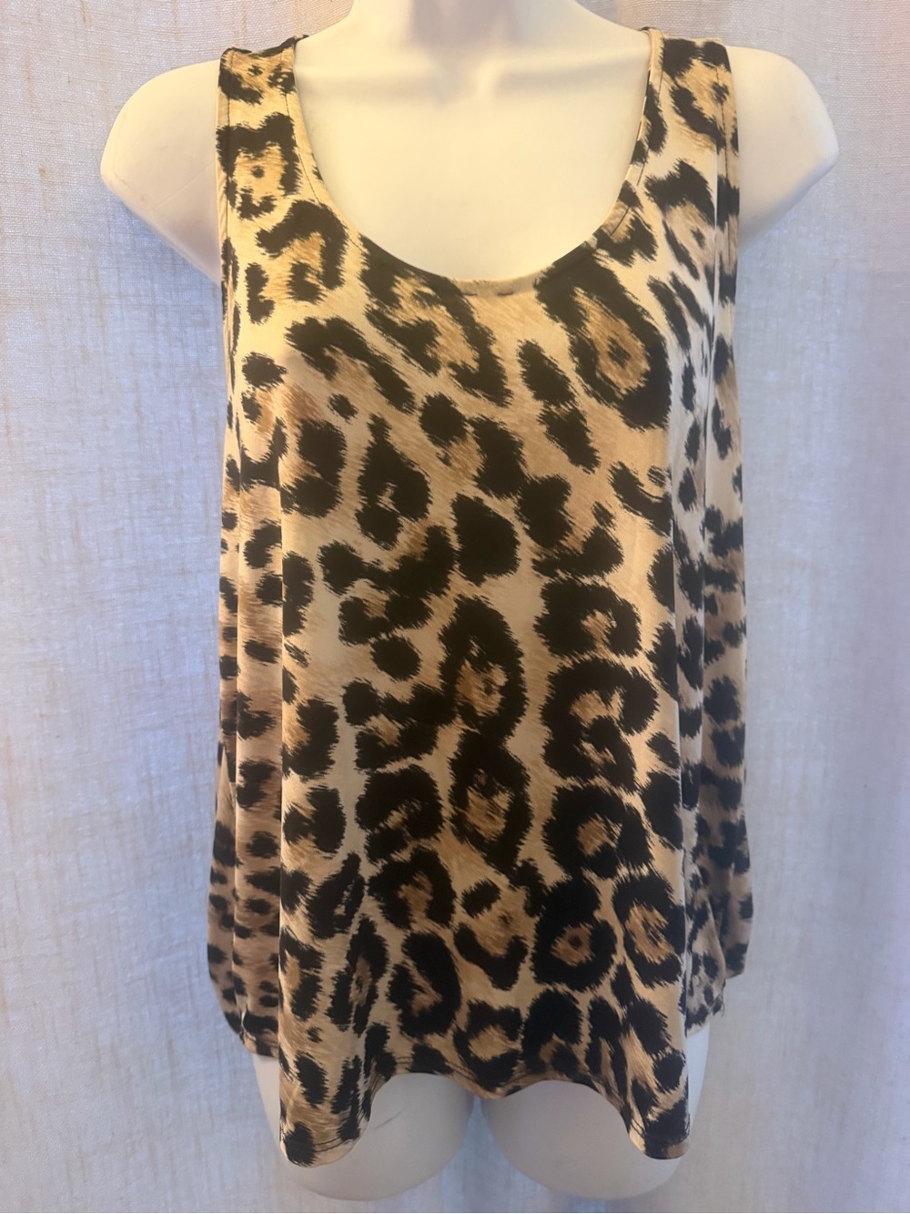 Audrey 3+1 Leopard Print Scoop Neck Tank Top - Brown & Black